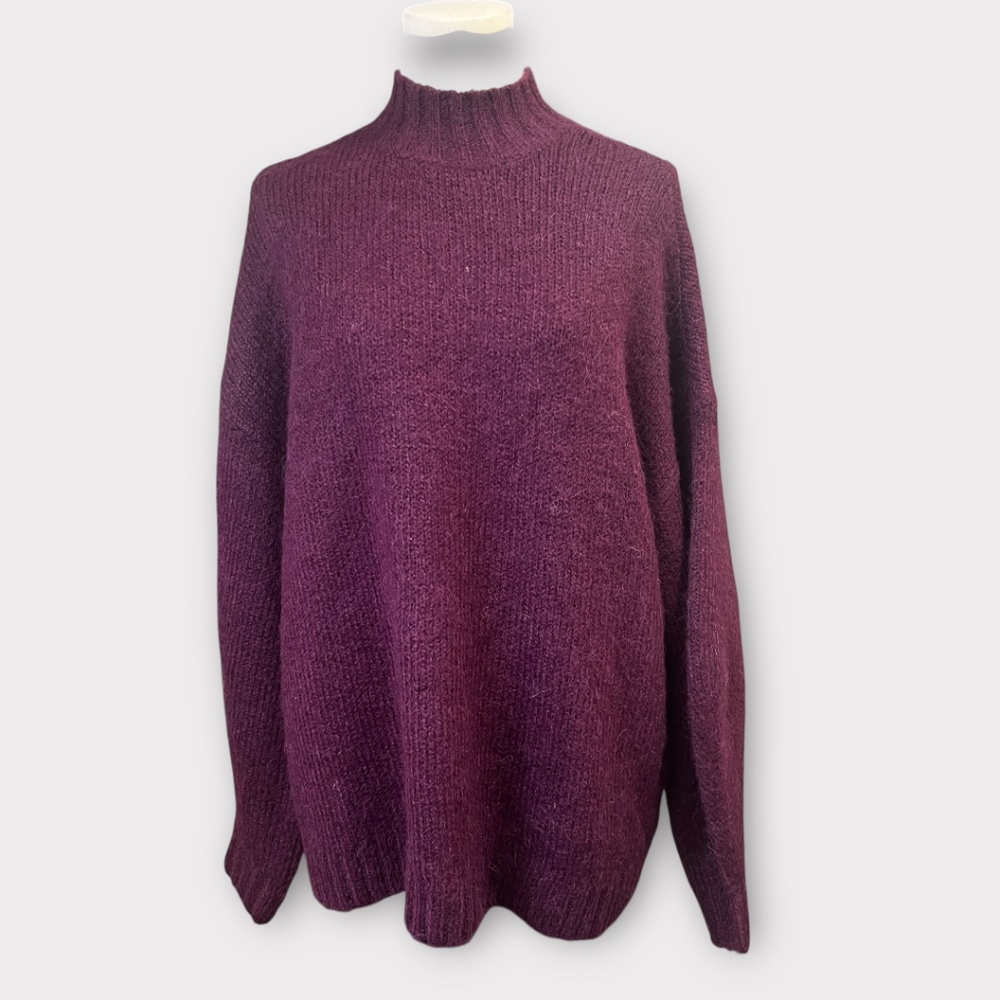 Pistola Carlenโ Sweater Womens Small Aubergine Mock Neck Alpaca Blend Pullover